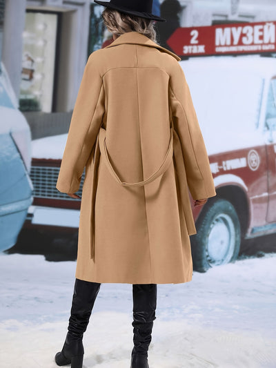 Eleganter Trenchcoat mit Gürtel und einfarbigen Taschen für Damen | Perfekt für Alltagskleidung