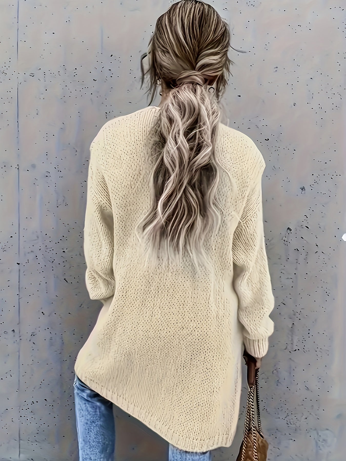 Warme Lange Einfarbige Gestrickte Strickjacke Für Damen | Ideal für Herbst und Winter