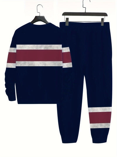 Casual Fleece Gefütterter Trainingsanzug Mit Rundhals Pullover Und Jogginghose Für Herren | Perfekt für lässige Tage