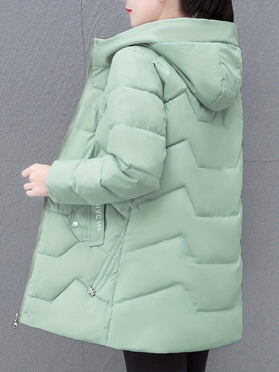 Lässige Halb Lange Puffer Winterjacke mit Kapuze für Damen | Perfekt für Casual Days