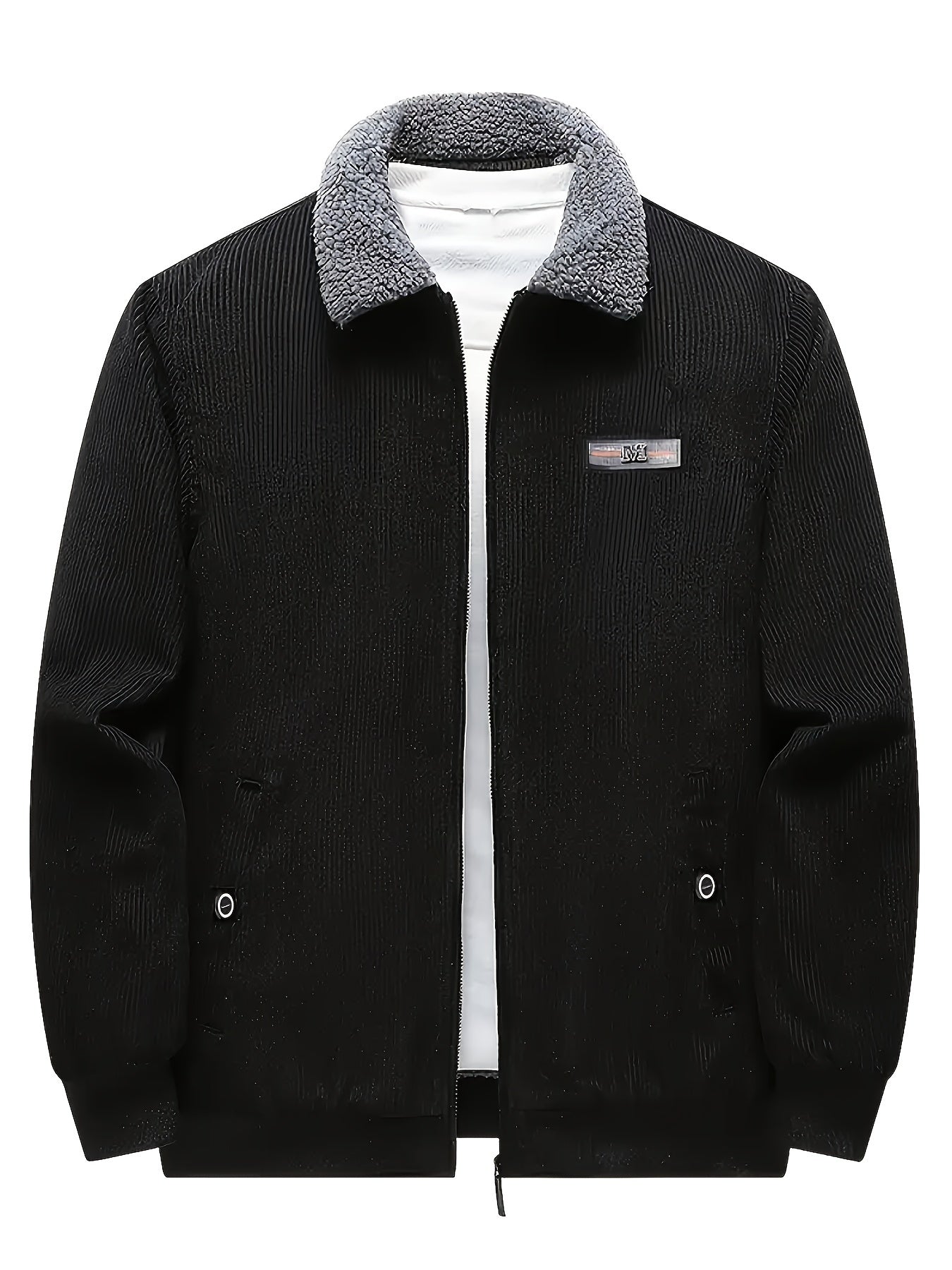 Lässige Mit Etikett Patch Fleece Gefütterte Winterjacke Für Herren | Perfekt für Outdoor-Aktivitäten