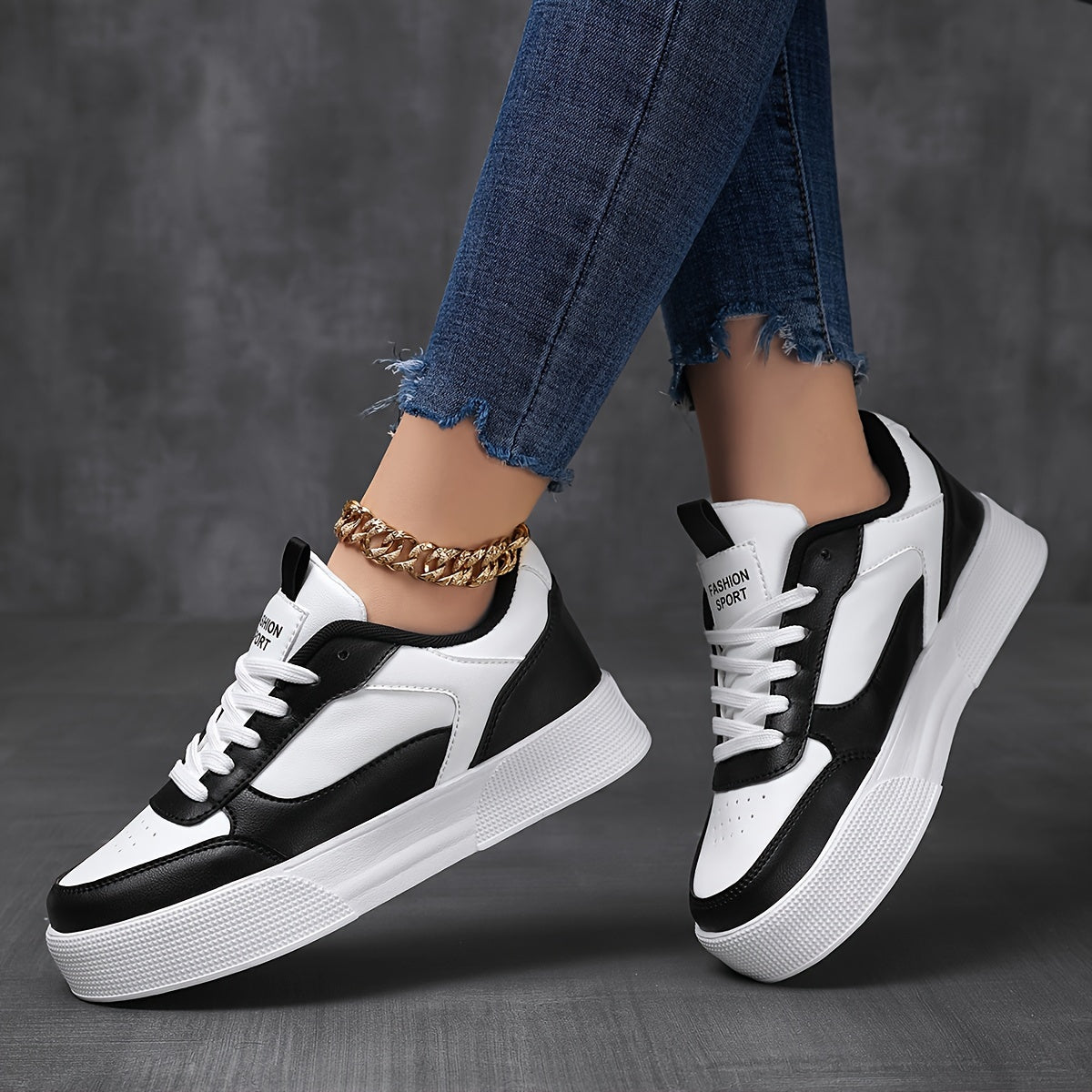 Elegante Kontrastfarbene Plateau-Sneaker für Damen | Perfekt für den täglichen Gebrauch