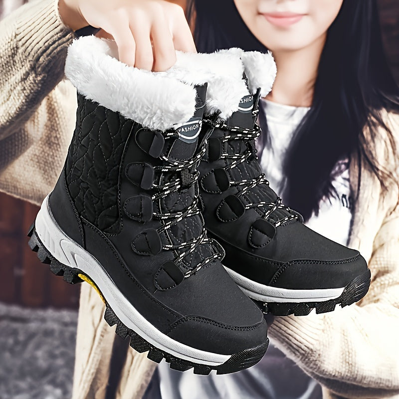 Winterschuhe Damen| Mit Schnürung Und Runder Kappe Stiefel