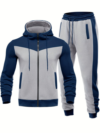 Casual Kapuzen Trainingsanzug Mit Jacke Mit Kragen Und Hose Für Herren | Perfekt Für Freizeitaktivitäten