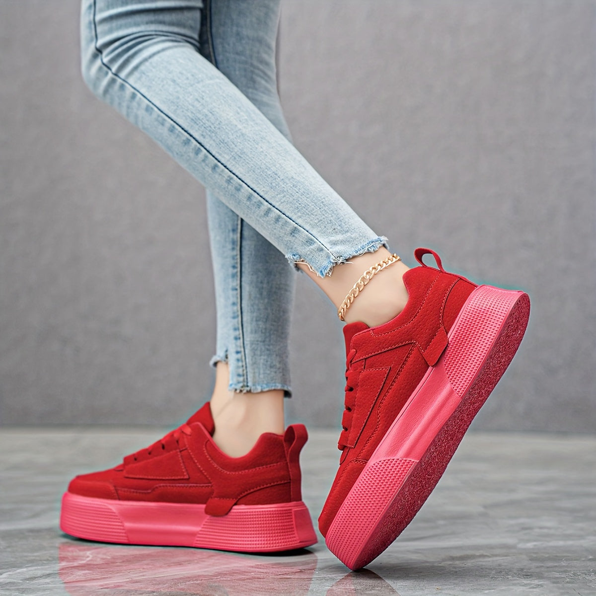 Elegante Damen Sportsneaker mit Frontverschluss in Unifarben | Perfekt für den Alltag
