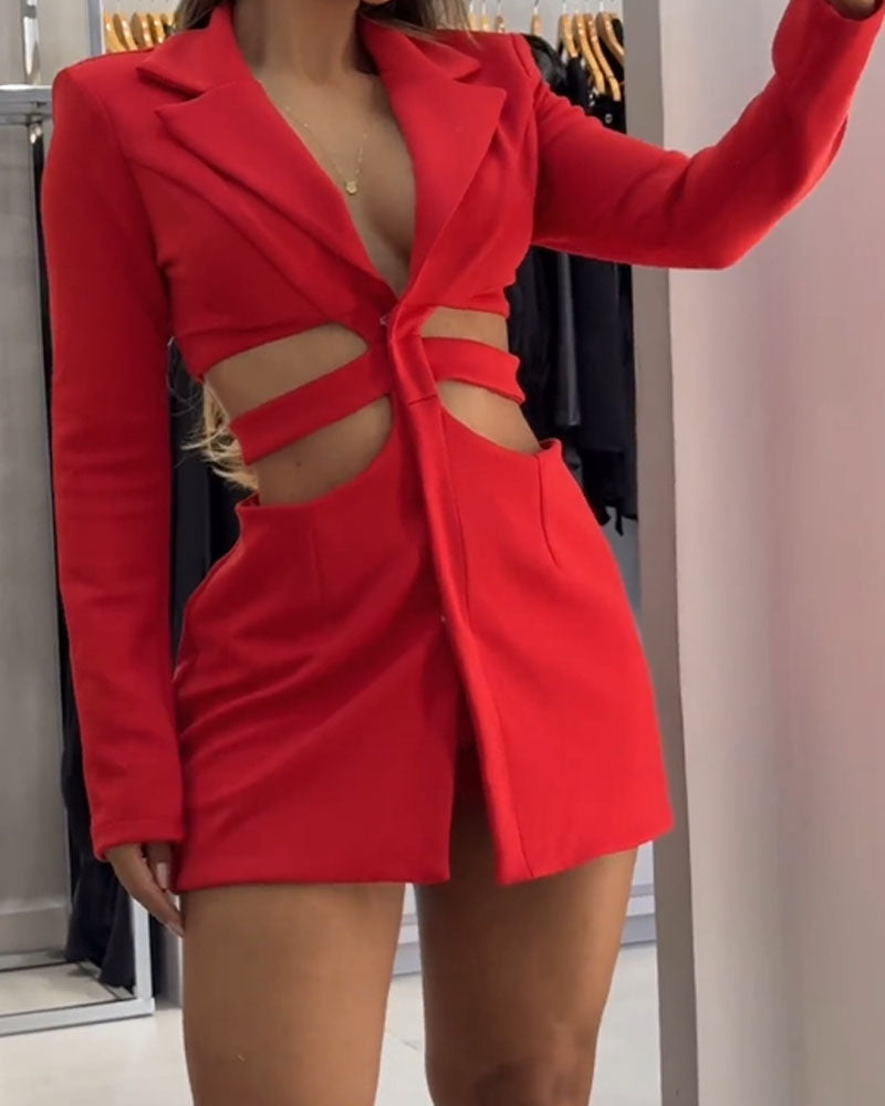 Blazer-Kleid mit Cut-Outs | Figurbetonter Schnitt | Sexy Statement-Look