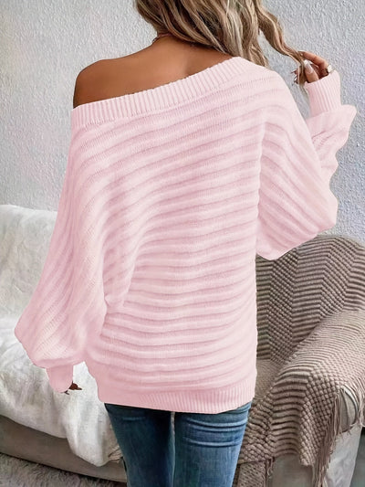Lässiger Off-Shoulder-Wollpullover mit bequemen Design für Damen | Perfekt für Casual Days