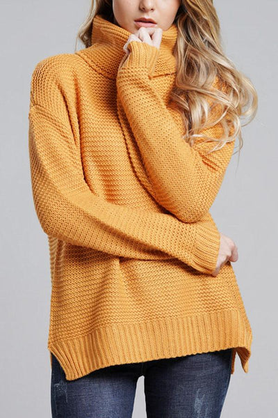 Damen Lässige Grobstrickpullover | Rollkragen
