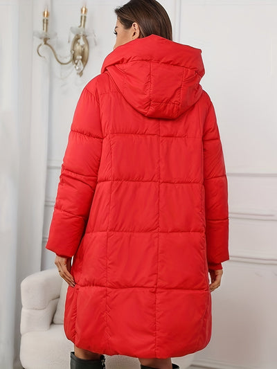 Elegante Lange Puffer Winterjacke mit Kapuze für Damen | Perfekt für Outdoor-Aktivitäten