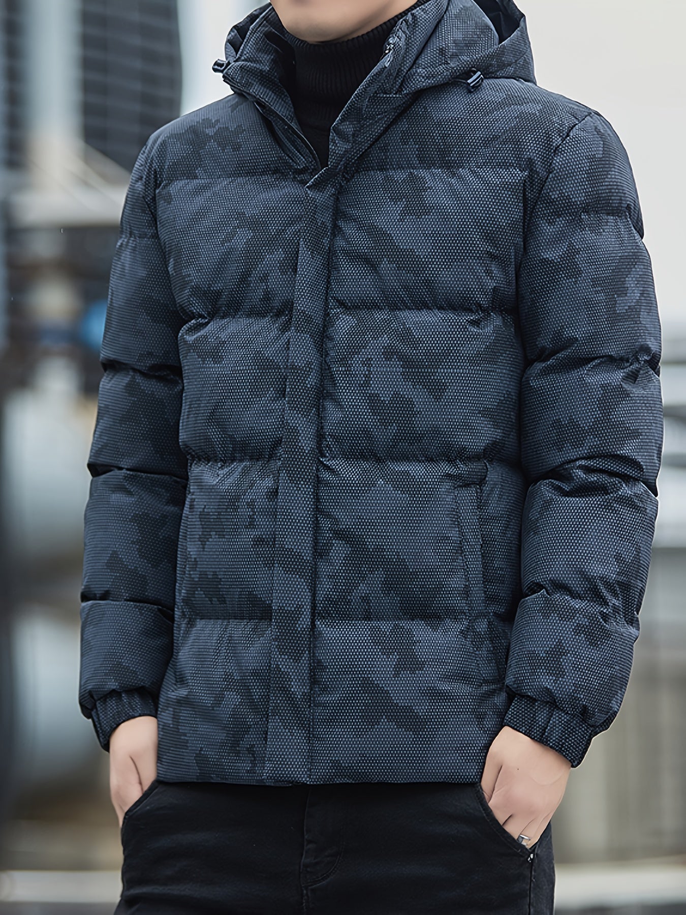 Warme Camouflage Reißverschluss Kapuzen Winterjacke Für Herren | Perfekt für Outdoor-Aktivitäten