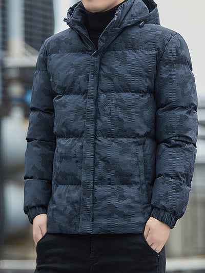 Warme Camouflage Reißverschluss Kapuzen Winterjacke Für Herren | Perfekt für Outdoor-Aktivitäten
