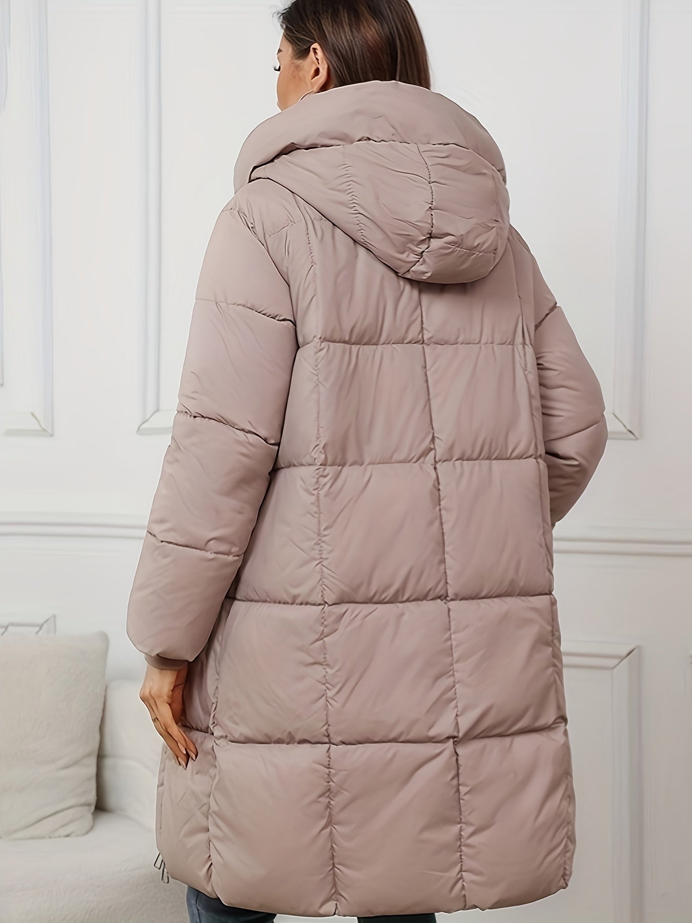 Elegante Lange Puffer Winterjacke mit Kapuze für Damen | Perfekt für Outdoor-Aktivitäten