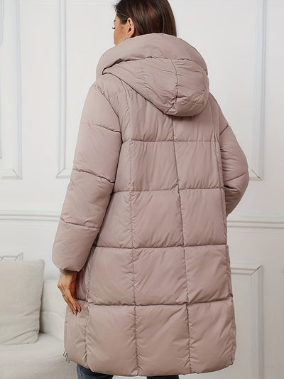Elegante Lange Puffer Winterjacke mit Kapuze für Damen | Perfekt für Outdoor-Aktivitäten