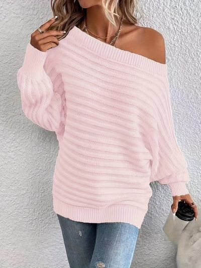 Lässiger Off-Shoulder-Wollpullover mit bequemen Design für Damen | Perfekt für Casual Days