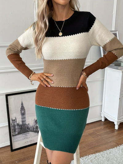 Stylisches Rundhals Gestricktes Formelles Pullover Kleid Für Damen | Ideal für formelle Anlässe