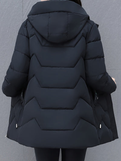 Lässige Halb Lange Puffer Winterjacke mit Kapuze für Damen | Perfekt für Casual Days