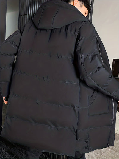 Warme Mittellange Kapuzen-Übermantel-Winterjacke Für Herren | Perfekt für Outdoor-Aktivitäten
