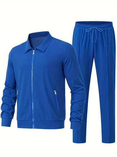 Warmer Einfarbiger Reißverschluss Trainingsanzug Mit Jacke Und Jogginghose Für Herren | Perfekt für Outdoor-Aktivitäten