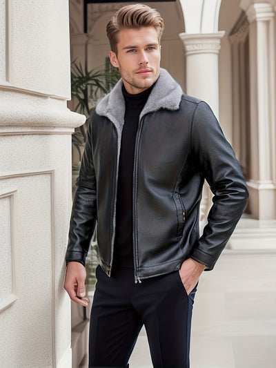 Warme Fleece Gefütterte Leder Winterjacke Für Herren | Ideal für Winter