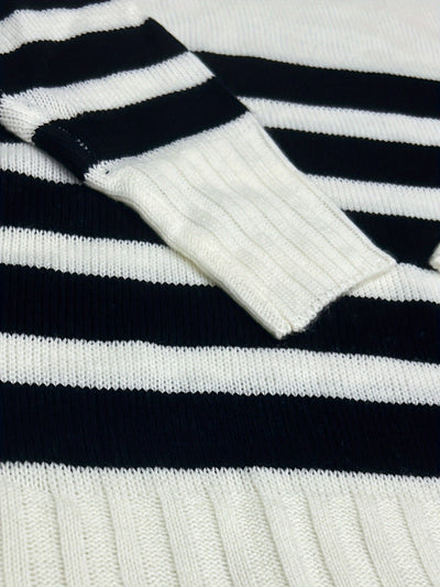 Eleganter Off-Shoulder-Pullover mit Streifen und lockerer Passform für Damen | Perfekt für Casual Days