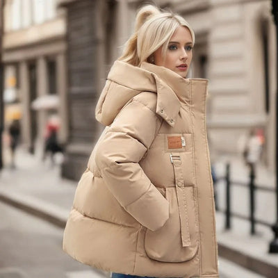 Damen Gesteppter Puffer-Mantel mit Übergroßen Taschen