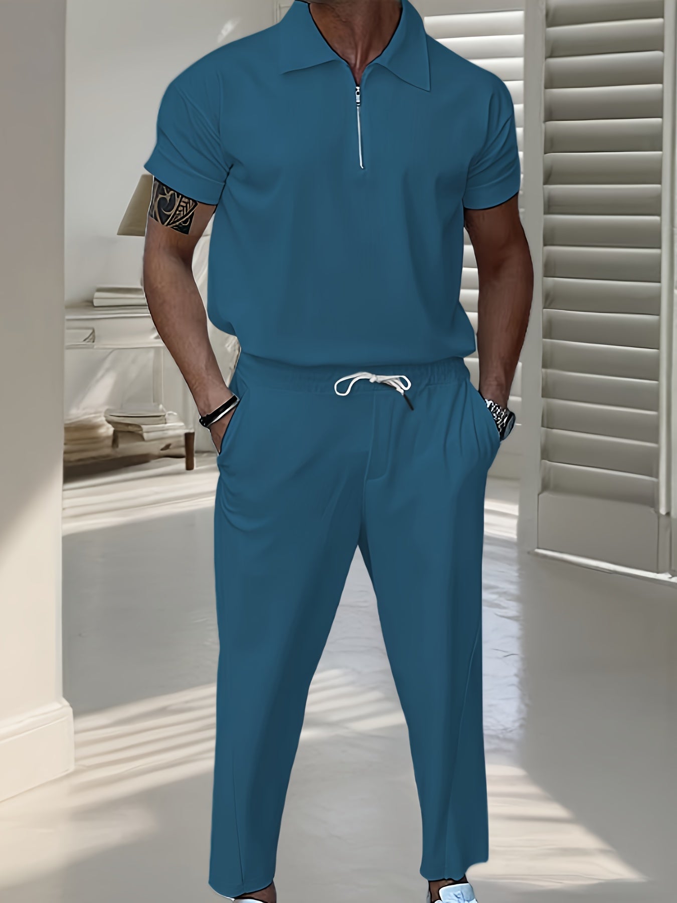 Moderner Stilvoller Trainingsanzug mit Reißverschluss und Atmungsaktiven Bequemen Hosen für Herren | Perfekt für Casual Days