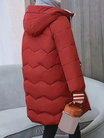 Warme modische Puffer-Winterjacke mit Kapuze für Damen | Ideal für Winter