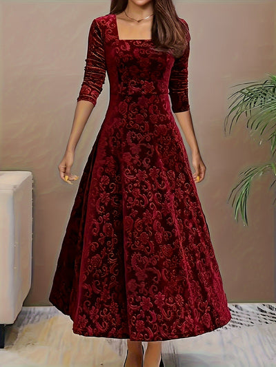 Stylische Baumwollblumenmusterformelle Kleid Für Damen | Für formelle Anlässe
