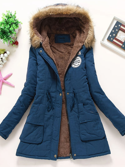 Gemütlicher Fleecegefütterter Kapuzen Wintermantel für Damen | Ideal für Herbst/Winter