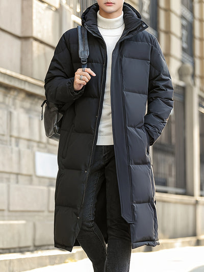 Stilvolle Lange Kapuzen-Daunen-Winterjacke Für Herren | Ideal für Winter
