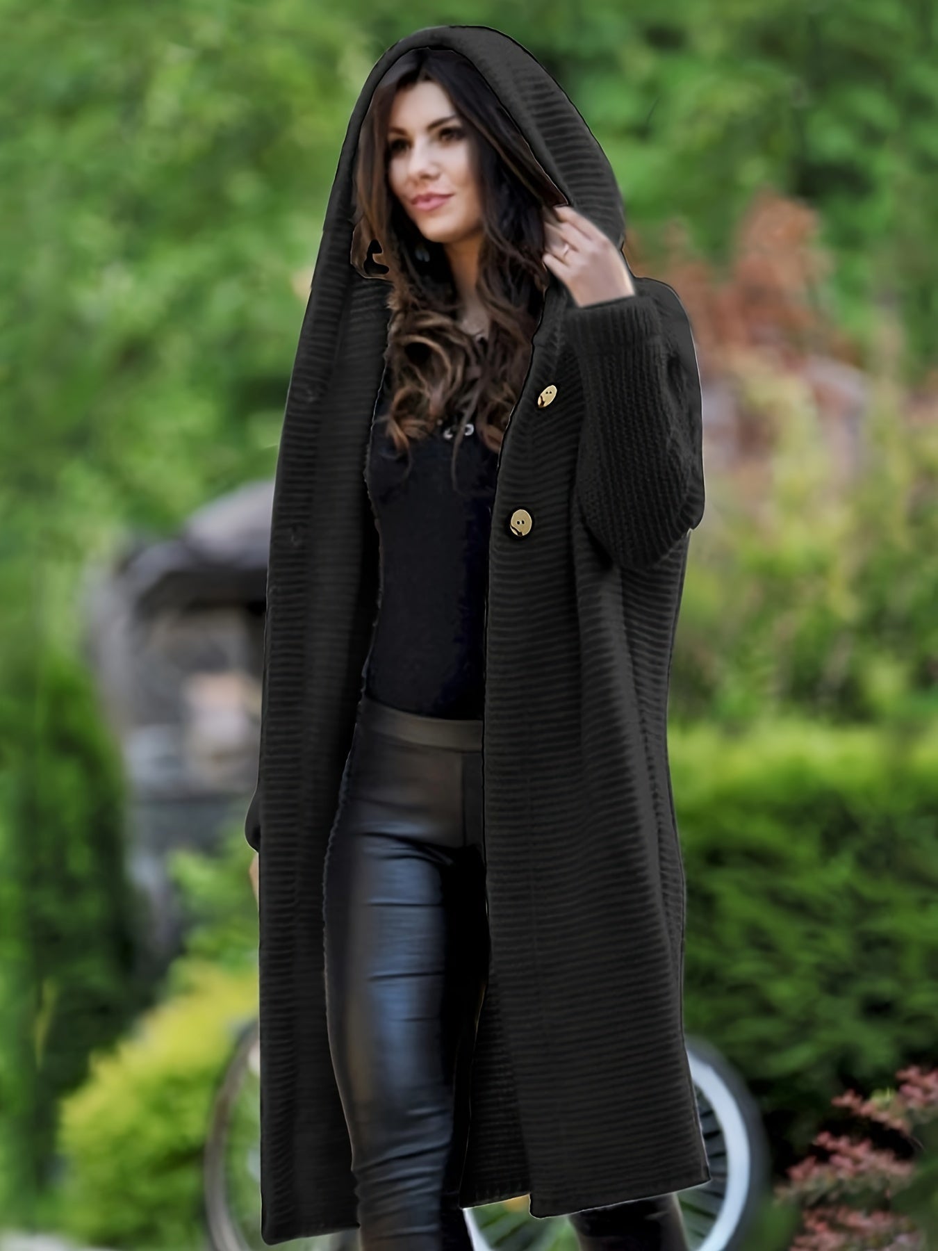 Lässiger hooded warmer Wollstrickwaren-Cardigan für Damen | Perfekt für Casual Days
