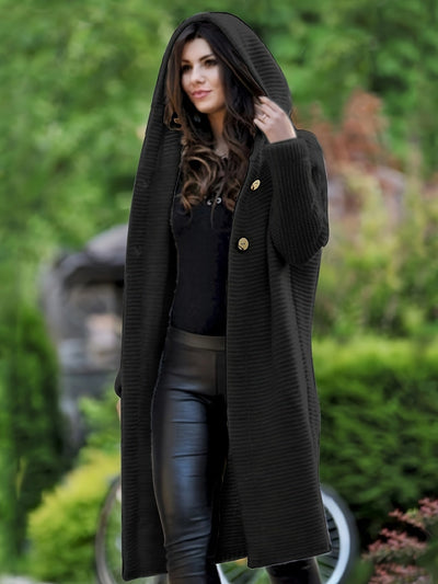 Lässiger hooded warmer Wollstrickwaren-Cardigan für Damen | Perfekt für Casual Days