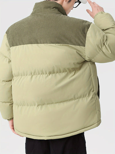 Stilvolle Trendige Colorblock Puffer-Winterjacke Für Herren | Perfekt für Outdoor-Aktivitäten