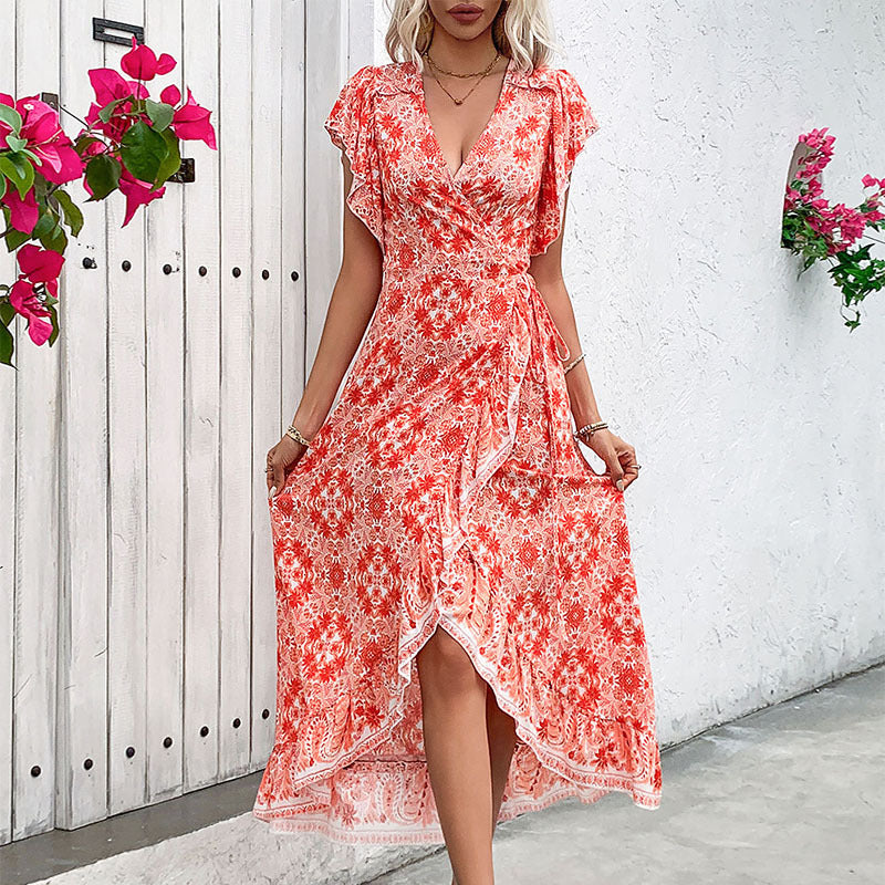 Volanta™ – Elegantes Frauenkleid mit V-Ausschnitt und Rüschendetails