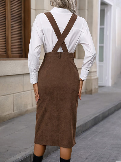 Lässiges Baumwoll-Plunge-Ausschnitt Doppelter Kreuzträgerkleid Für Damen | Perfekt für lässige Tage