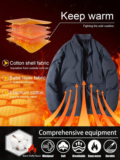 Warmer Baseballkragen Reißverschluss Solides Fleece Mit Taschen Winterjacke Für Herren | Perfekt für Outdoor-Aktivitäten