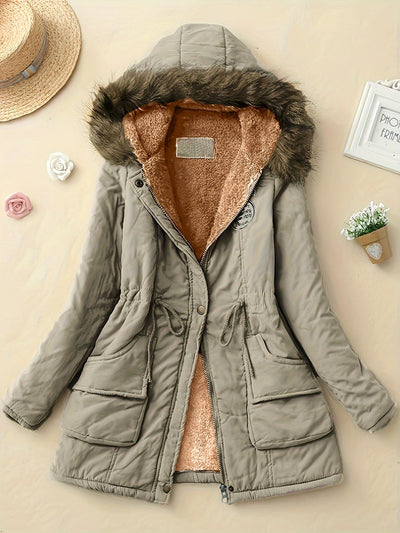 Gemütlicher Fleecegefütterter Kapuzen Wintermantel für Damen | Ideal für Herbst/Winter