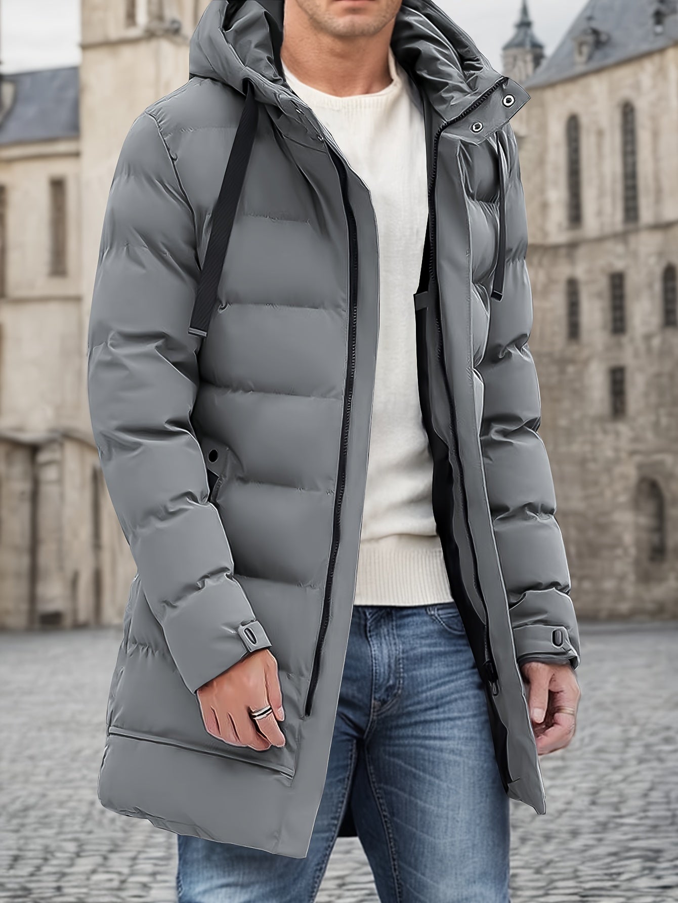 Casual Gepolsterte Kapuzen Puffer Winterjacke Für Herren | Perfekt für Outdoor-Aktivitäten