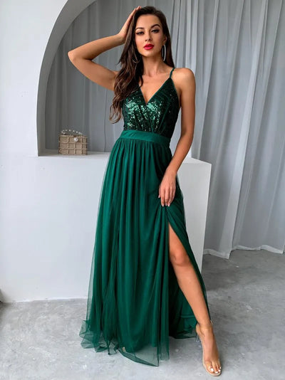 Velouxa™ – Damen Abendkleid mit Luxuriösem Mesh