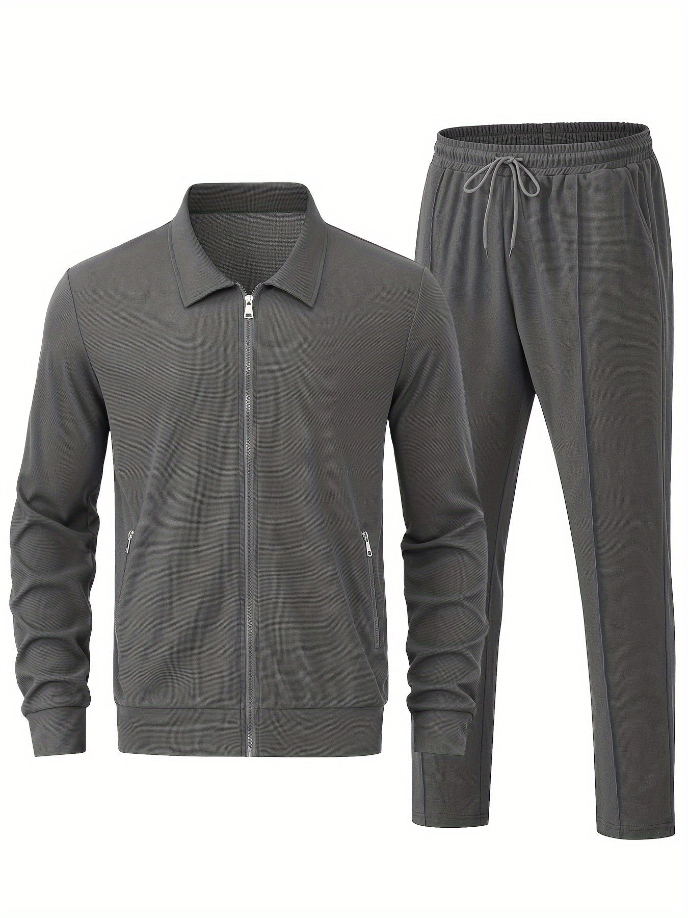 Warmer Einfarbiger Reißverschluss Trainingsanzug Mit Jacke Und Jogginghose Für Herren | Perfekt für Outdoor-Aktivitäten