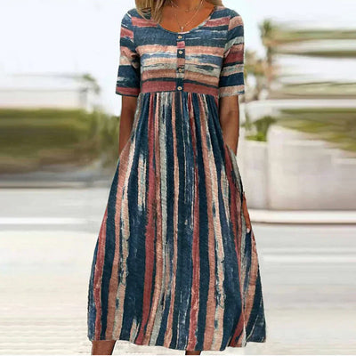 Sol® | Trendiges Midikleid mit kurzen Ärmeln und Colorblock-Design