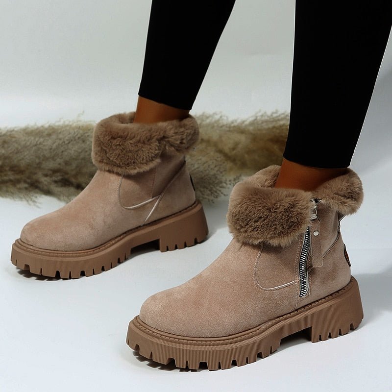Winterschuhe Damen | Knöchelhoch mit Umgeschlagenem Fellrand