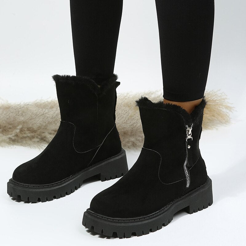Winterschuhe Damen | Knöchelhoch mit Umgeschlagenem Fellrand