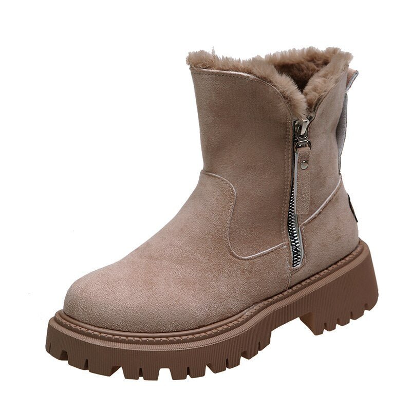Winterschuhe Damen | Knöchelhoch mit Umgeschlagenem Fellrand