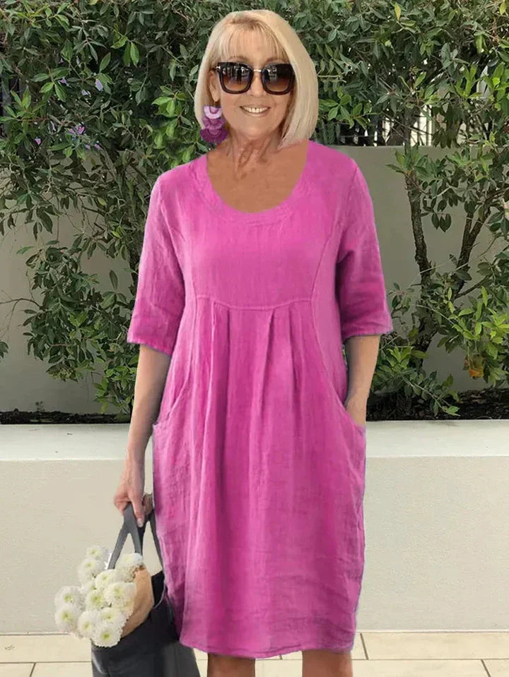 Amelie – Stilvolles Tunika-Midikleid mit Taschen für mühelosen Chic