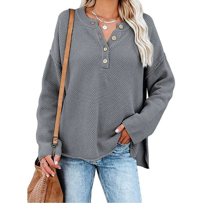 Strukturierter Pullover mit Knopfleiste | Lässige Passform | Bequemer Stil
