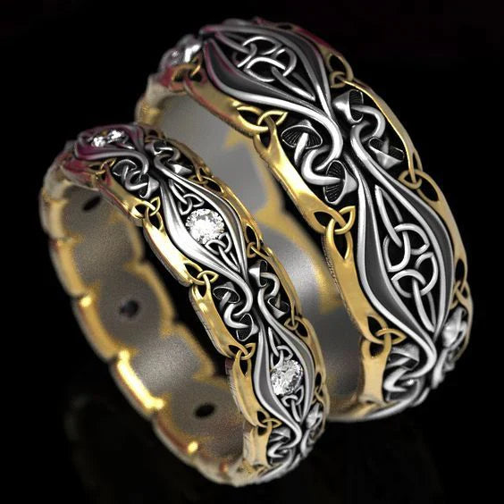 Vintage Paar Gold- und Silberring