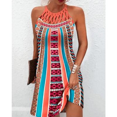 Strandkleid mit Ethnomuster | Neckholder | Luftiger Schnitt