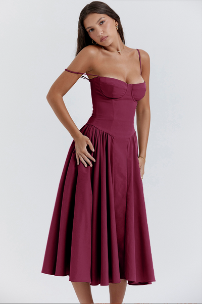 Celine - Midikleid ärmellos mit Korsettpassform