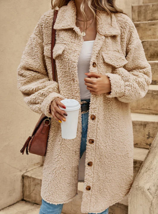 Teddy Damen Mantel Oversized | Warm Lässig